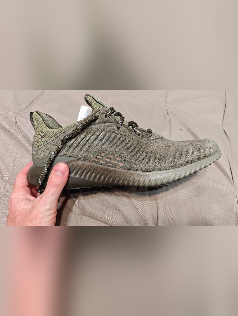 Adidas Alphabounce Men’s Olive Green Leather Runner Sneakers
